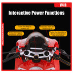 1/6スケール V4R合金バイク模型｜レッド 点火・排気煙噴霧搭載 光音響エフェクト 機械可動 シート隠し収納 バイクコレクション