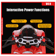 1/6スケール V4R合金バイク模型｜レッド 点火・排気煙噴霧搭載 光音響エフェクト 機械可動 シート隠し収納 バイクコレクション|RTRHOBBYJP