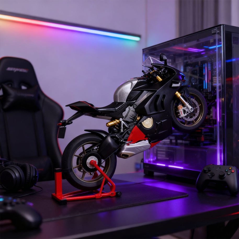 1/6スケール V4SP2/V4S合金バイク模型｜黒/赤2色展開 点火・排気煙噴霧搭載 光音響エフェクト 精密機械可動 大人向けコレクション|RTRHOBBYJP