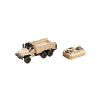 1/64ミニ軍用トラックRCカー｜2.4G干渉防止 合金ボディ 4WDオフロード APP連動 調速・音響LEDライト 自動デモモード RTF