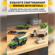 1/64ミニ軍用トラックRCカー｜2.4G干渉防止 合金ボディ 4WDオフロード APP連動 調速・音響LEDライト 自動デモモード RTF|RTRHOBBYJP