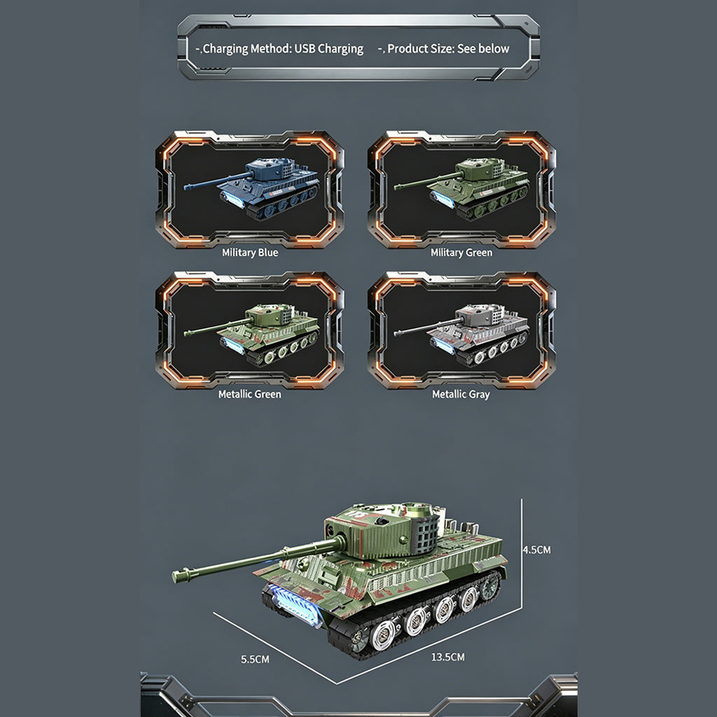 1/64スケール RC戦車 2.4GHz 赤外線バトル戦車 砲塔回転 発射音LEDライト搭載 RTR｜技適シール