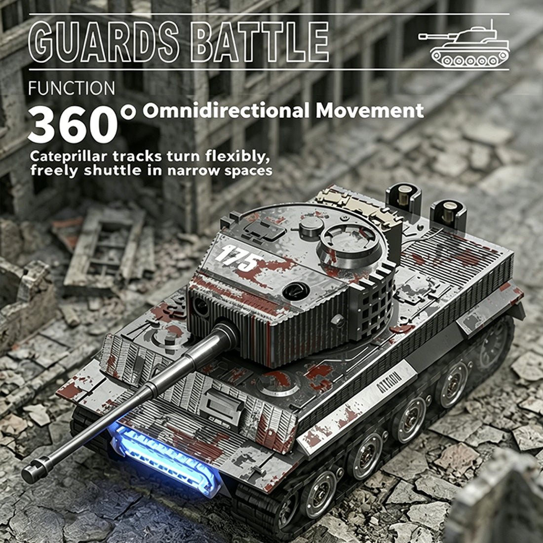 1/64スケール RC戦車 2.4GHz 赤外線バトル戦車 砲塔回転 発射音LEDライト搭載 RTR｜技適シール