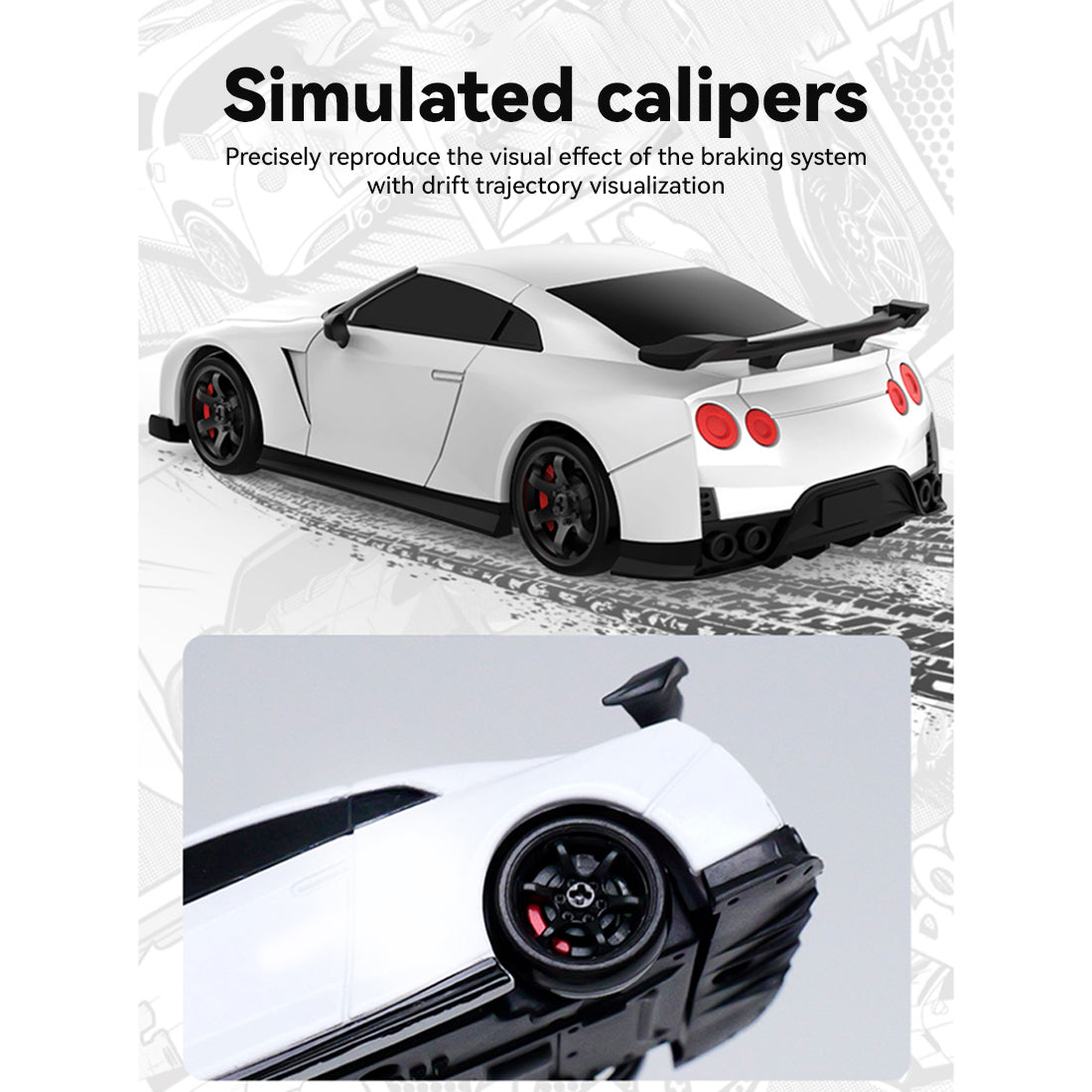 1/64 2.4G 4CH 4WD RCドリフトカー 白色 RTR版 半プロポーショナルステアリング ブレーキキャリパー MINI RC