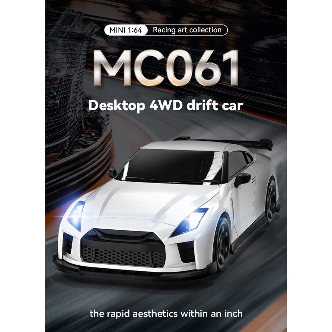 1/64 2.4G 4CH 4WD RCドリフトカー 白色 RTR版 半プロポーショナルステアリング ブレーキキャリパー MINI RC