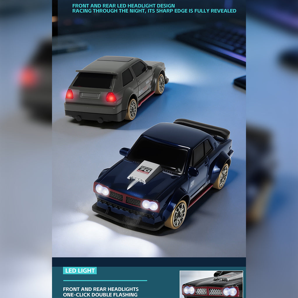 1/64 2.4G全プロポーショナル4WD RCドリフトカー  ジャイロステアリング LEDライト 磁気充電 MINI RC