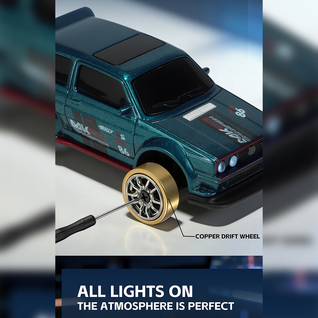 1/64 2.4G全プロポーショナル4WD RCドリフトカー  ジャイロステアリング LEDライト 磁気充電 MINI RC