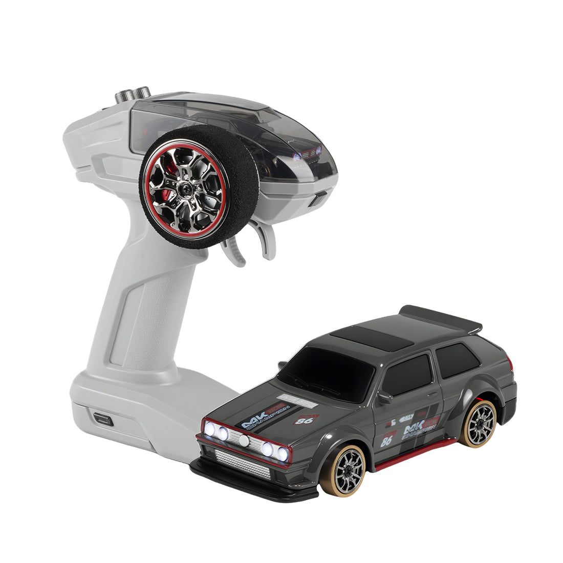 1/64 2.4G全プロポーショナル4WD RCドリフトカー  ジャイロステアリング LEDライト 磁気充電 MINI RC