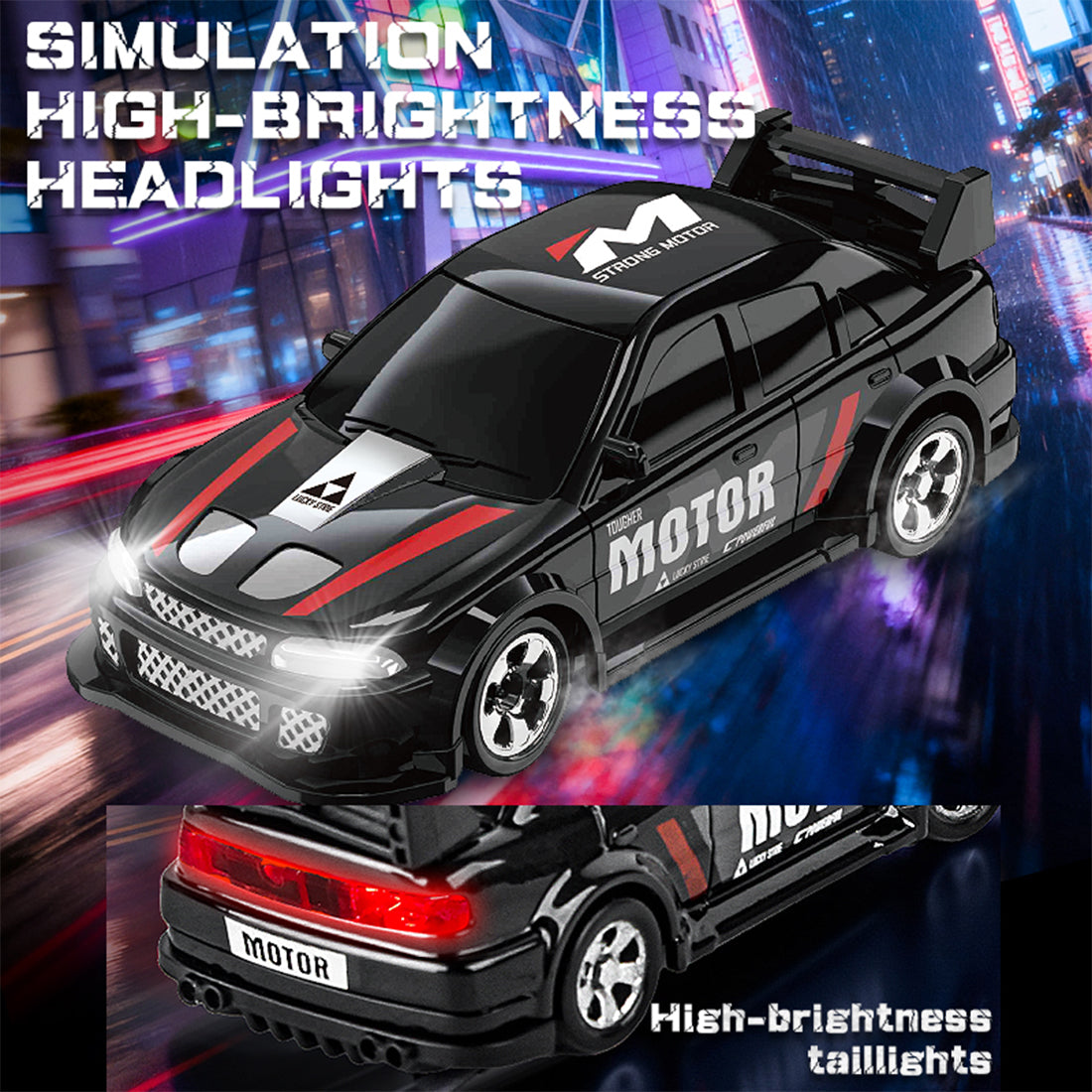 1/64 4WD RCドリフトカー 黒色 2.4GHz 精密ステアリング調整 RTR デスクトップミニレーシングカー MINI RC