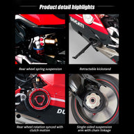 1/7スケール V4合金バイク模型｜レッドカーボン調 点火・排気煙噴霧機能搭載 光音響再現 精密機械可動 大人向けコレクション|RTRHOBBYJP