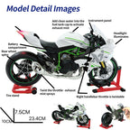 1/9 H2合金バイクモデル｜点火音響&ライト効果 排気ミスト噴射 可動ギア構造 隠しバッテリー収納 コレクション模型