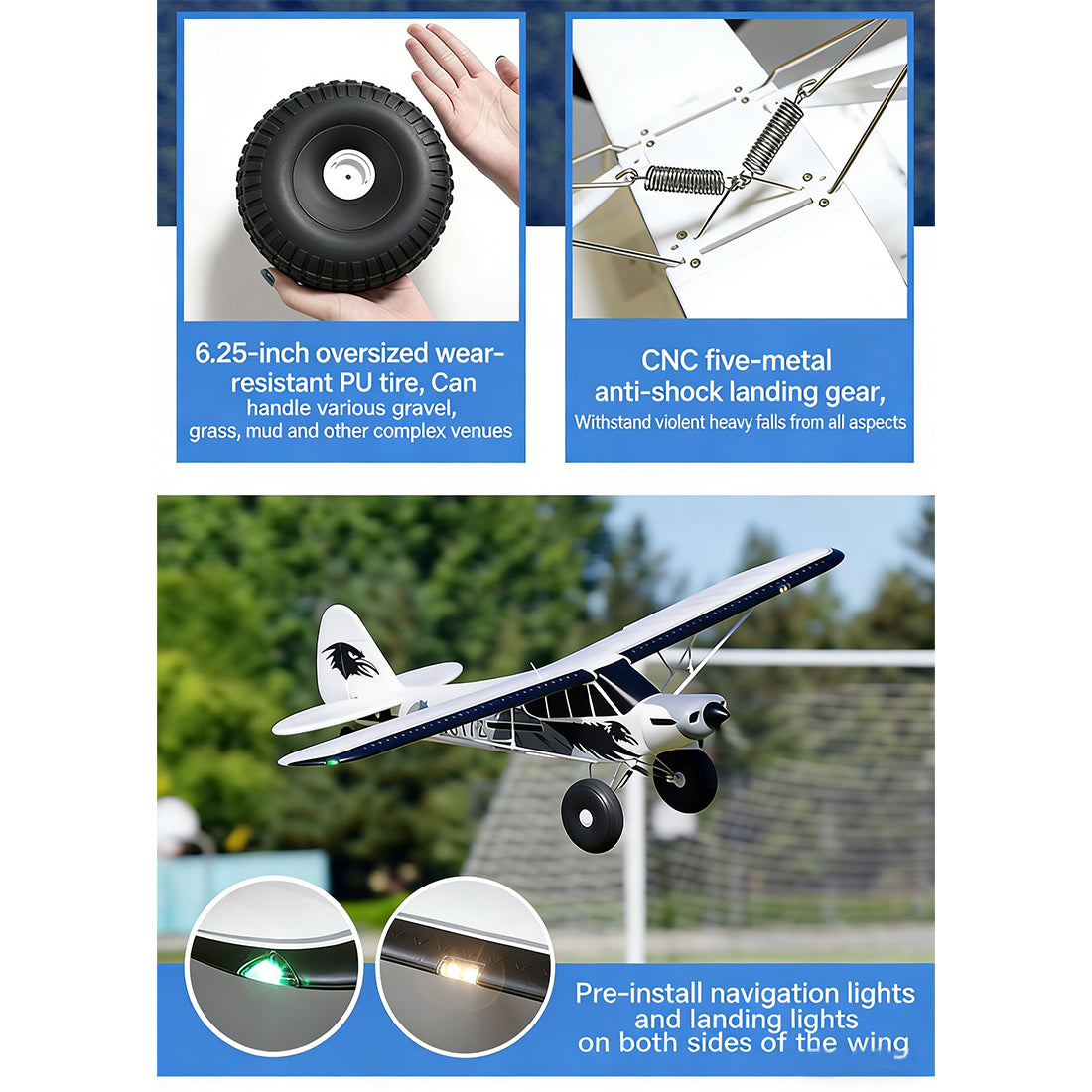 1700mm高翼RC固定翼機｜2.4G 6CH EPP模型 RTF仕様 短距離離陸・CNC緩衝脚付き RC 飛行機
