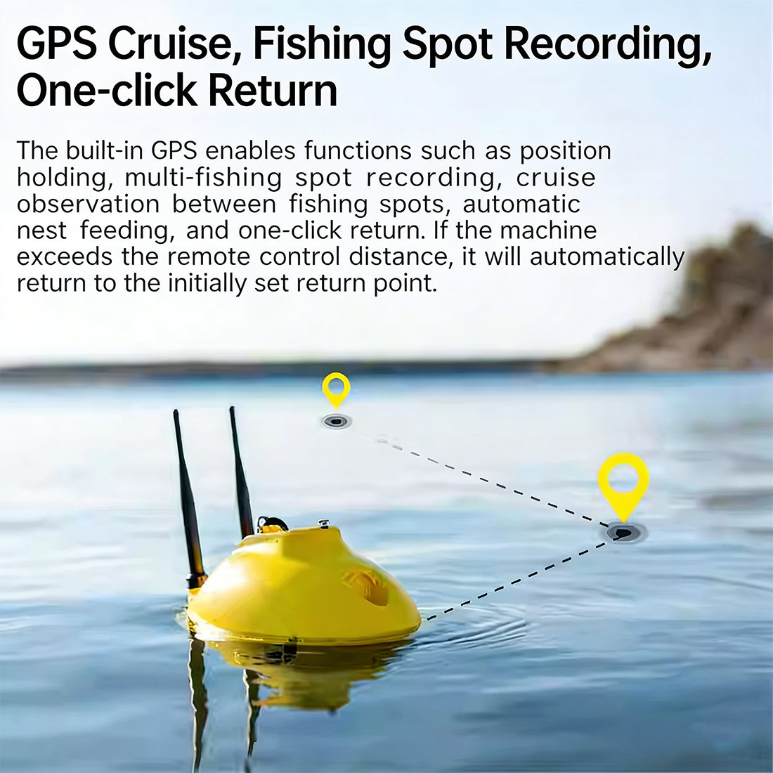 2.4G RC無人ボート ビジュアル釣りデバイス GPS釣りスポット記録 回転カメラ アドバンスドリモコン