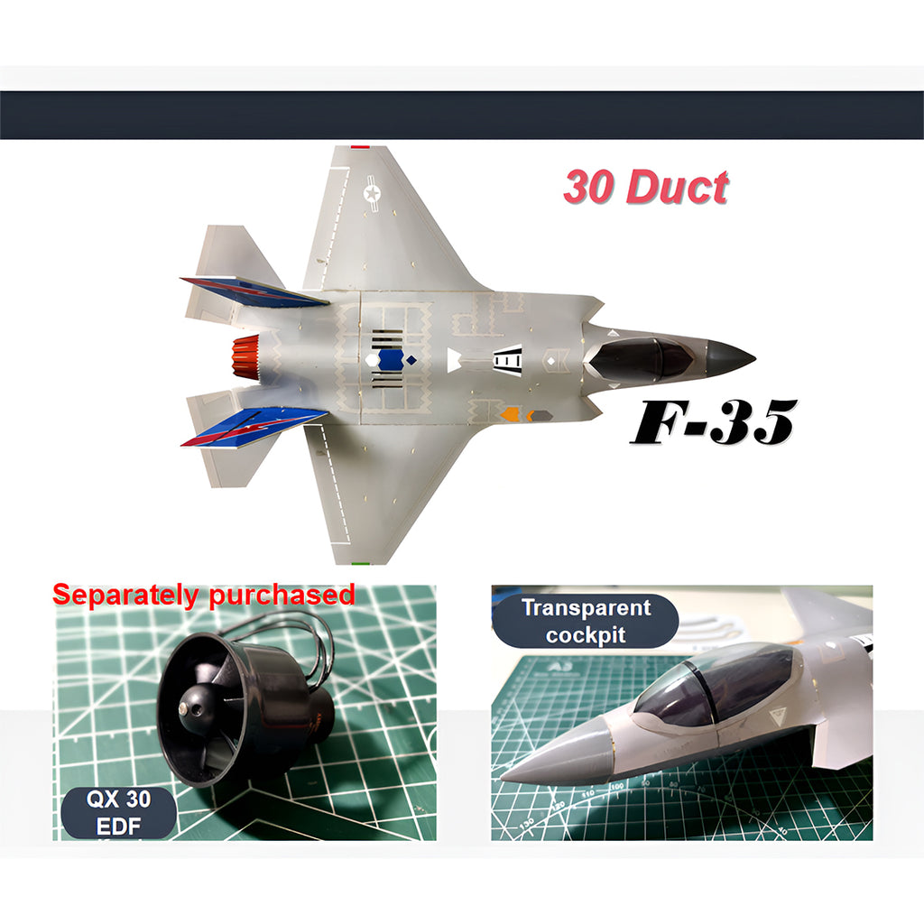 380mm翼幅 F-35A DIY固定翼機キット シングル30mmダクテッドファン ダクテッドファン別売 PNPグレー