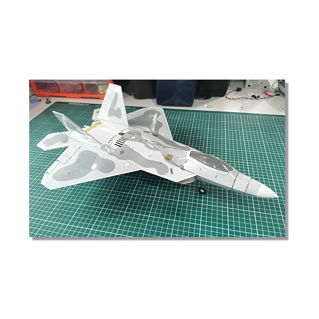 388mm翼幅 F-22 DIY固定翼機キット デュアル30mmダクテッドファン PNPグレー
