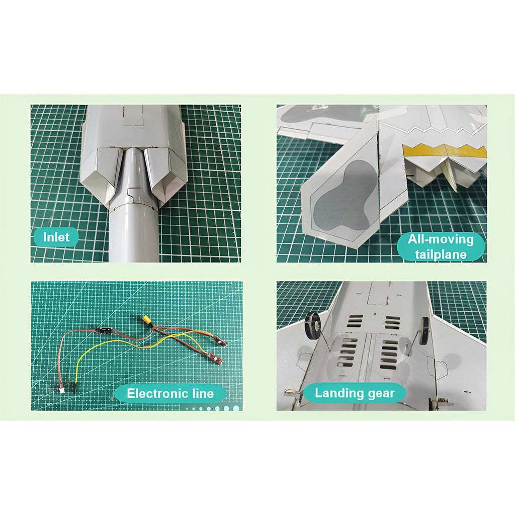 388mm翼幅 F-22 DIY固定翼機キット デュアル30mmダクテッドファン PNPグレー