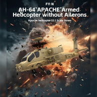 WOLFBUSH & YU XIANG F11-N AH64 1/32スケール Apache RCヘリコプター RTF版 2.4G 6CH 同軸二軸 6G/3D切替 光学フロー高度保持 砂漠イエロー