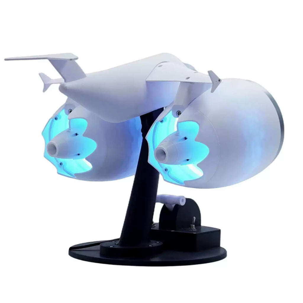 3Dプリント ツインターボファンエンジン模型 無段変速調整 LED発光 ミスト拡散機能付