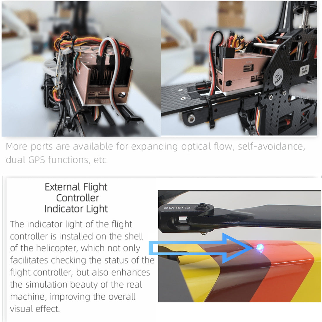 FLISHRC FL500 AS350 500クラス RCヘリコプター 2.4G 6CH FLISHRC L7飛行制御 GPS4方式測位 モード2 RTF版
