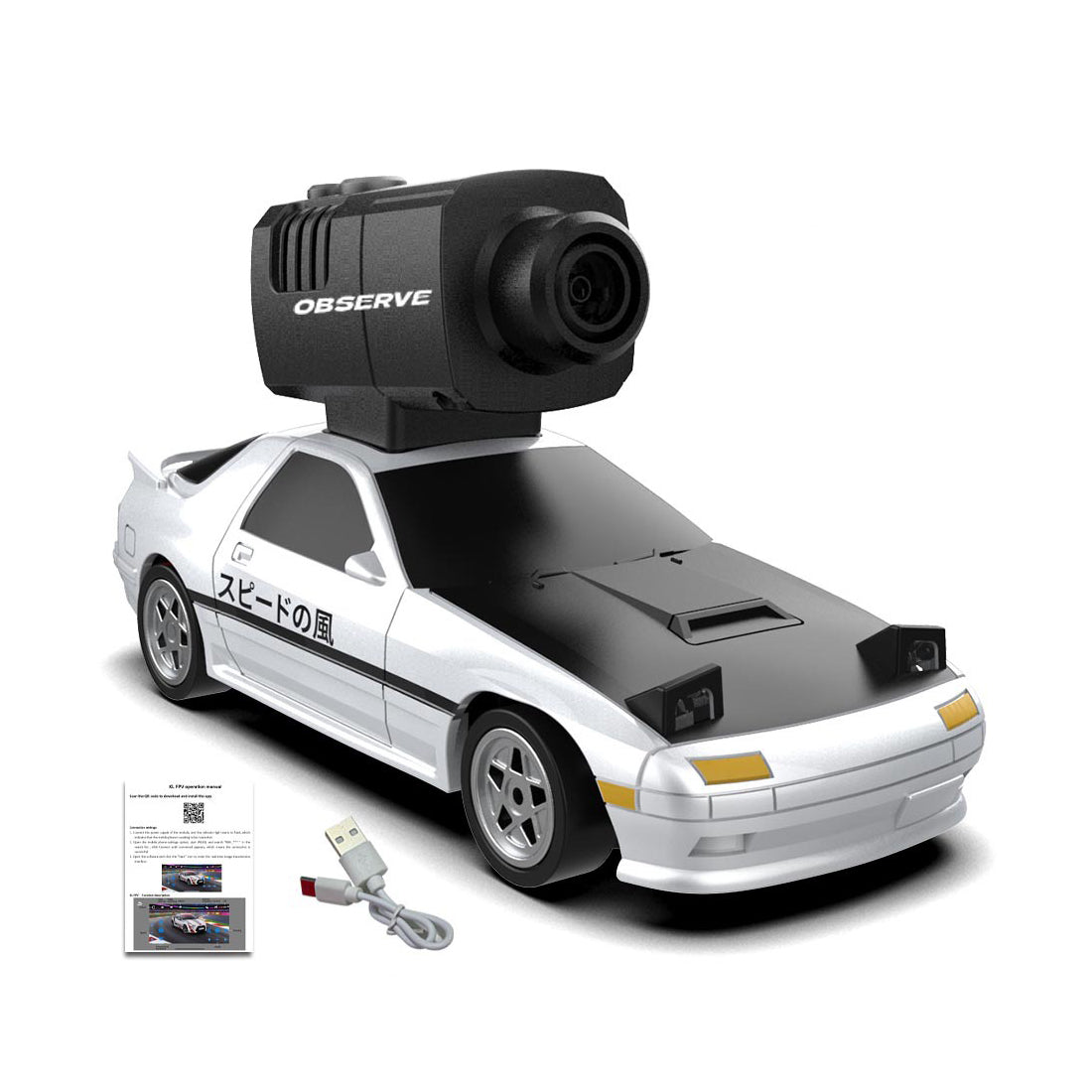 4WDミニRCドリフトカー フルプロポーショナル 内蔵カメラ スマホAPP操作 ジャイロスタビライザー Aエディション