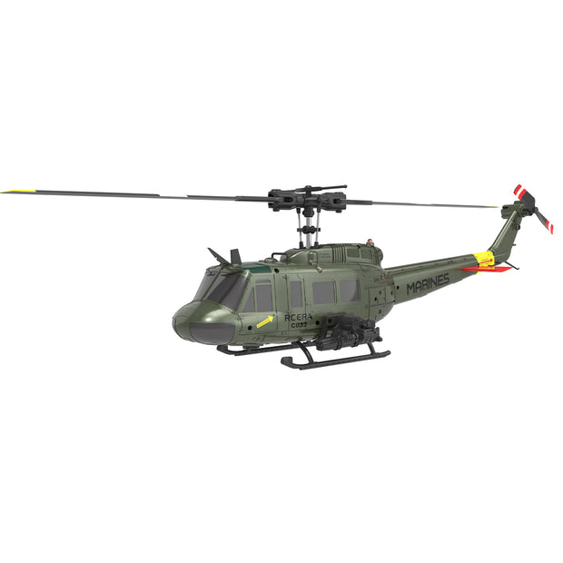 C032 1/48スケール UH-1 Huey 2.4G 6CH フライバーレス RCヘリコプター（オプティカルフロー位置決め RTF版）