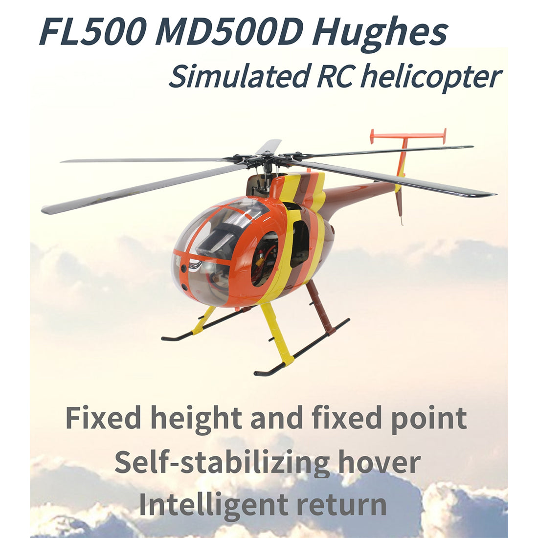FLISHRC FL500 MD500 500クラス RCヘリコプター 2.4G 6CH FLISHRC L7飛行制御 GPS4方式測位 RTF版