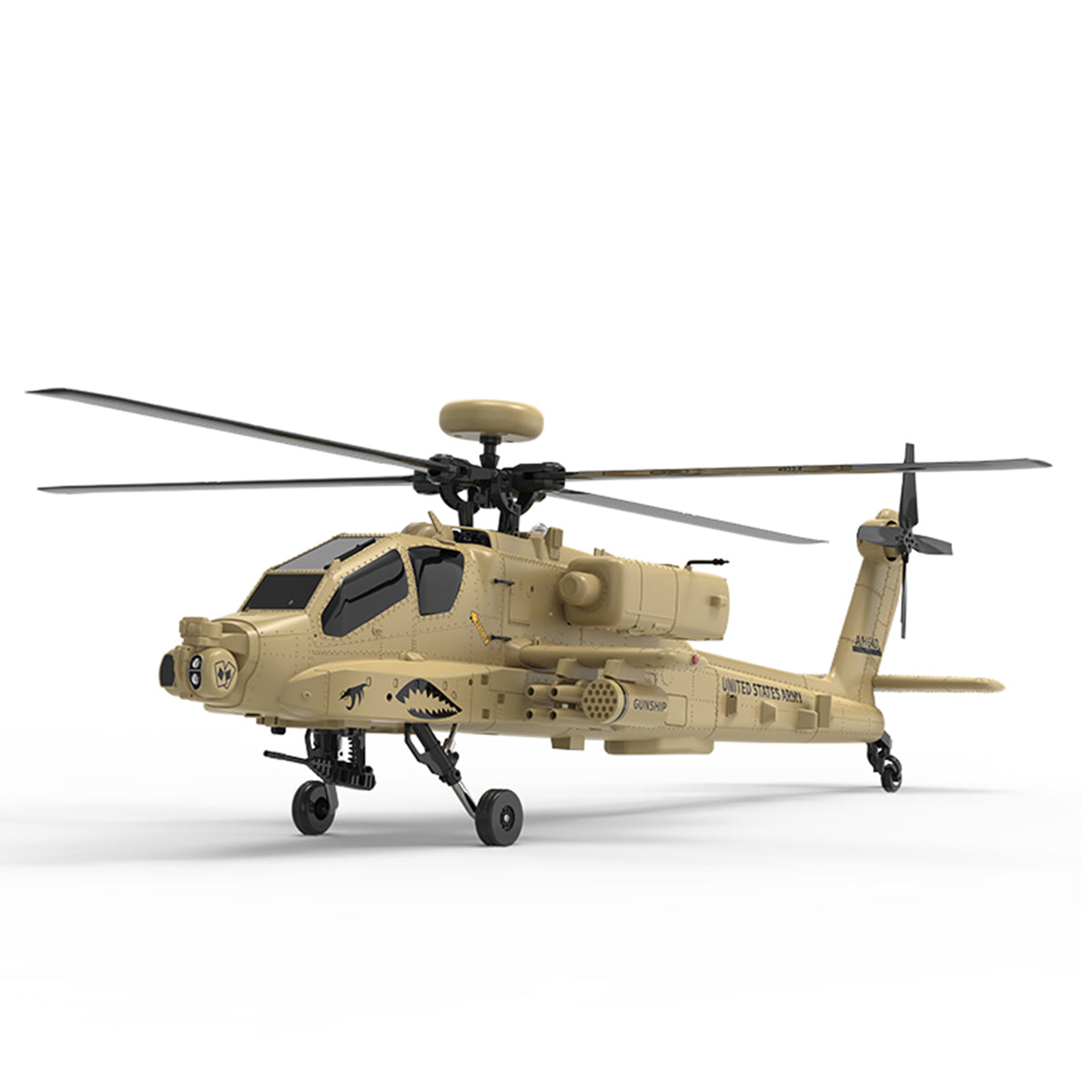 WOLFBUSH & YU XIANG F11-N AH64 1/32スケール Apache RCヘリコプター RTF版 2.4G 6CH 同軸二軸 6G/3D切替 光学フロー高度保持 砂漠イエロー