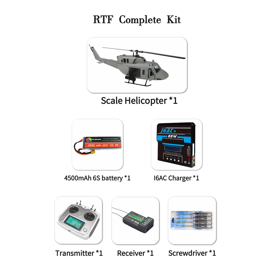 FLISHRC FL500 UH-1N 500クラス RCヘリコプター 2.4G 6CH FLISHRC L7 GPS4方式測位 リアルコックピット RTF版