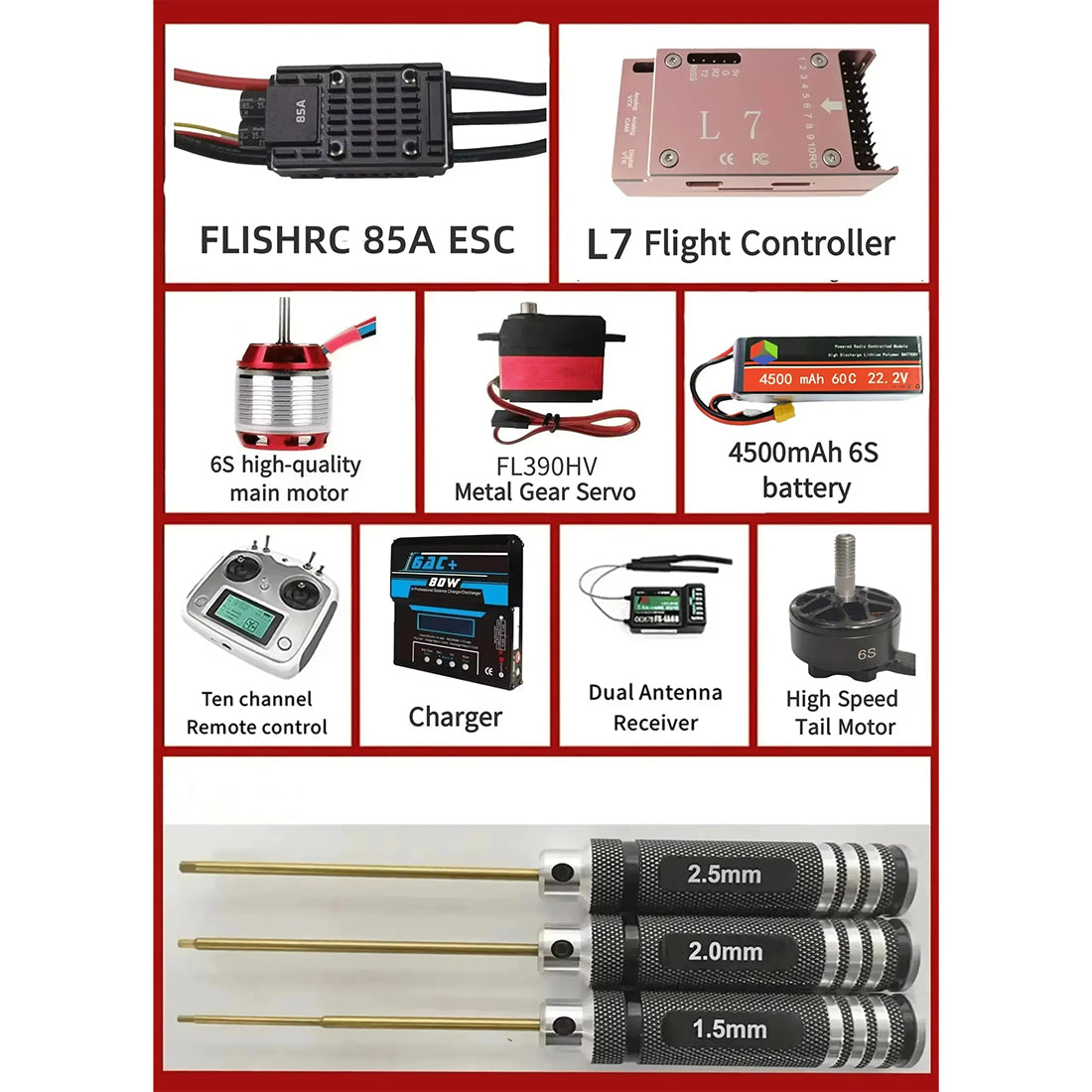 FLISHRC FL500 A109 500クラス ラジコンヘリコプター 2.4G 6チャンネル FLISHRC L7フライトコントローラー GPS4測位 モード2 RTFバージョン