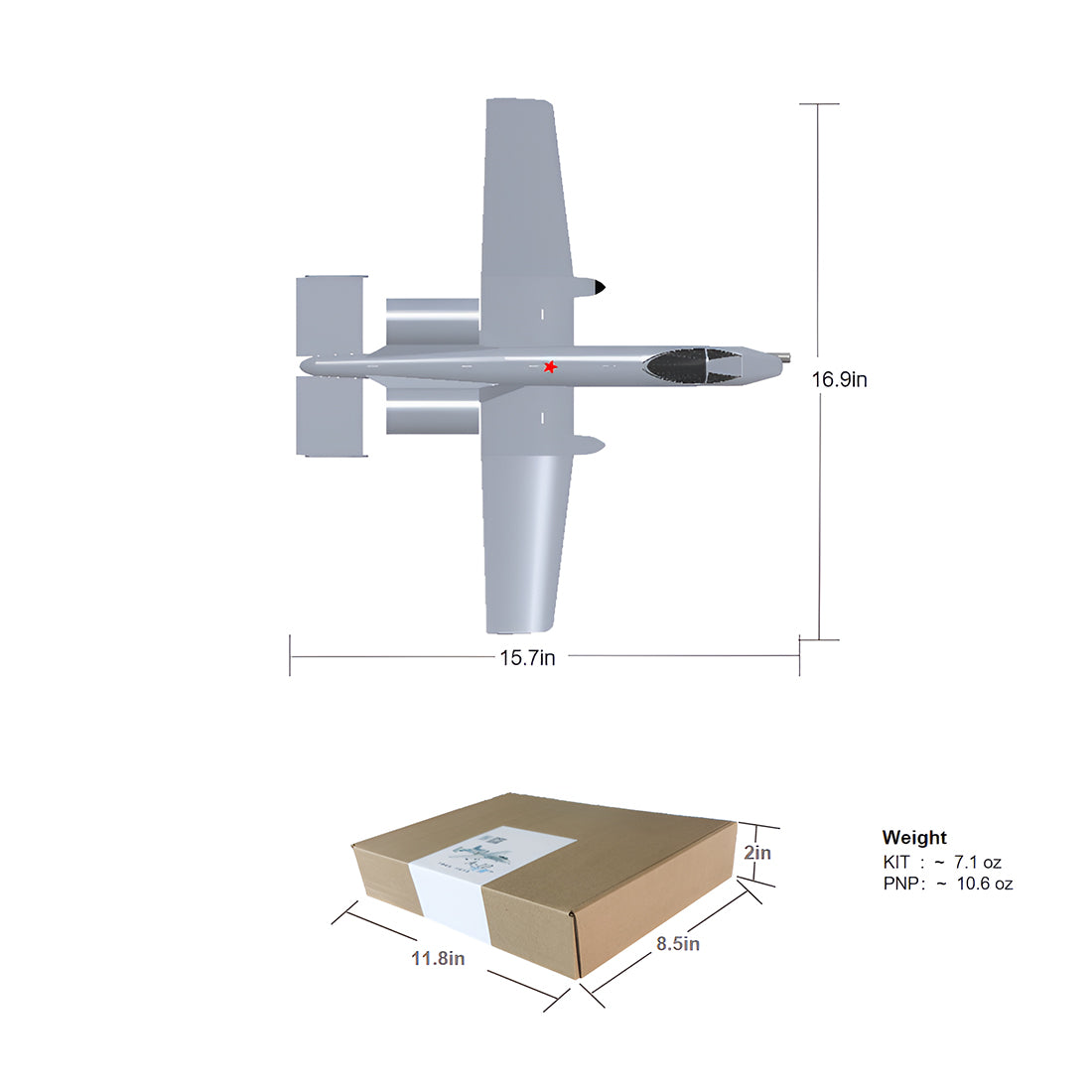 A-10 430mm翼幅 RC飛行機 デュアル30mmダクテッドファン DIY組立キット PNP グレー