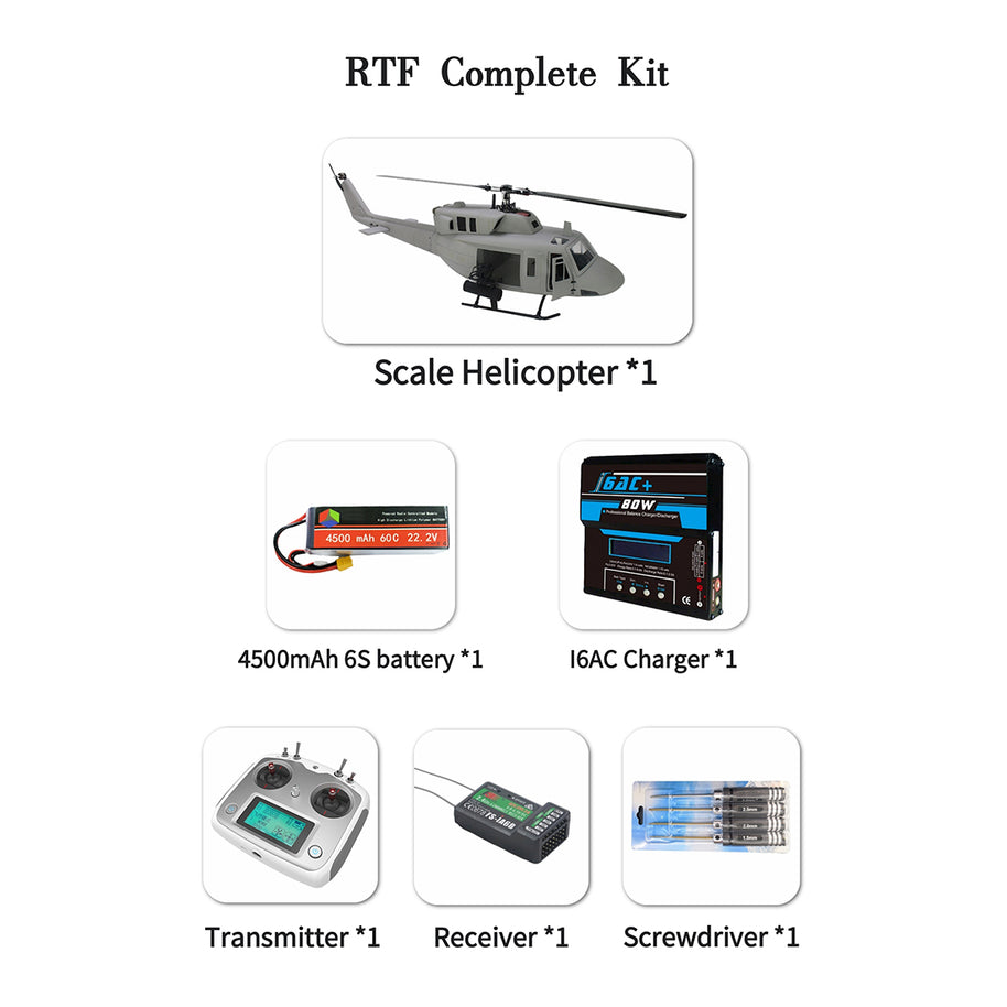FLISHRC FL500 UH-1N 500クラス RCヘリコプター 2.4G 6CH FLISHRC L7 GPS4方式測位 リアルコックピット RTF版