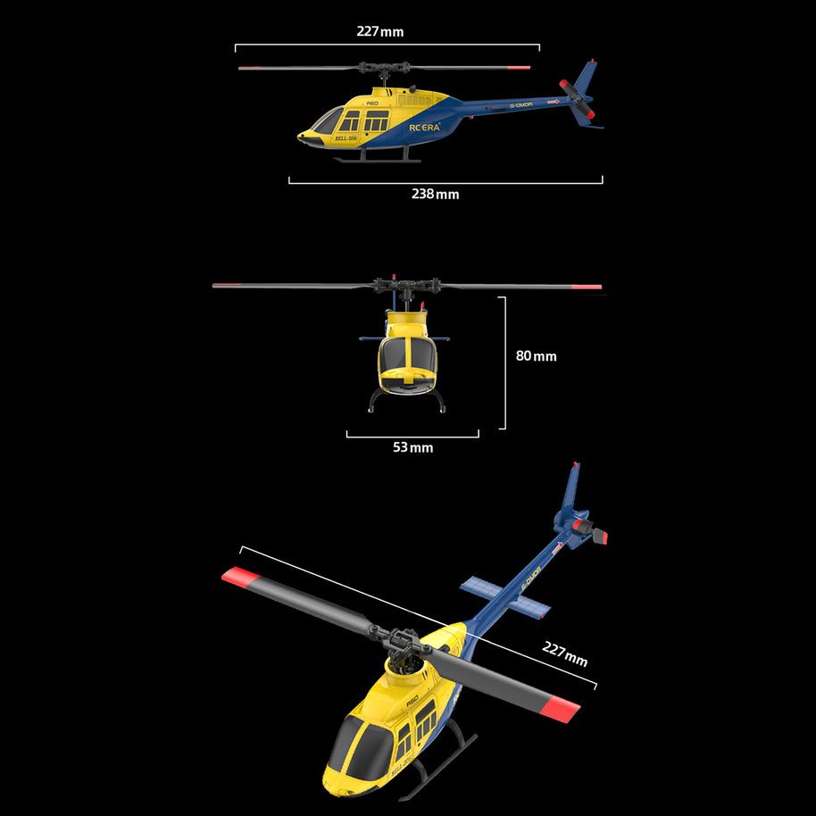 A60 1/42スケール BELL206 90級 2.4G 4CH 単ローターフライバーレス ミニRCヘリコプター（オプティカルフロー高度保持 RTF版）