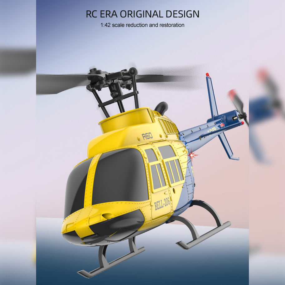 A60 1/42スケール BELL206 90級 2.4G 4CH 単ローターフライバーレス ミニRCヘリコプター（オプティカルフロー高度保持 RTF版）