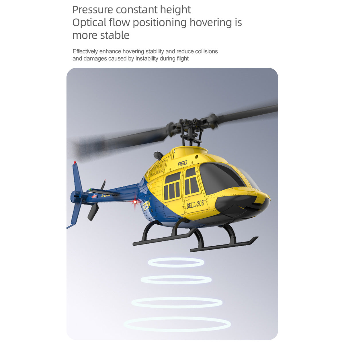 A60 1/42スケール BELL206 90級 2.4G 4CH 単ローターフライバーレス ミニRCヘリコプター（オプティカルフロー高度保持 RTF版）