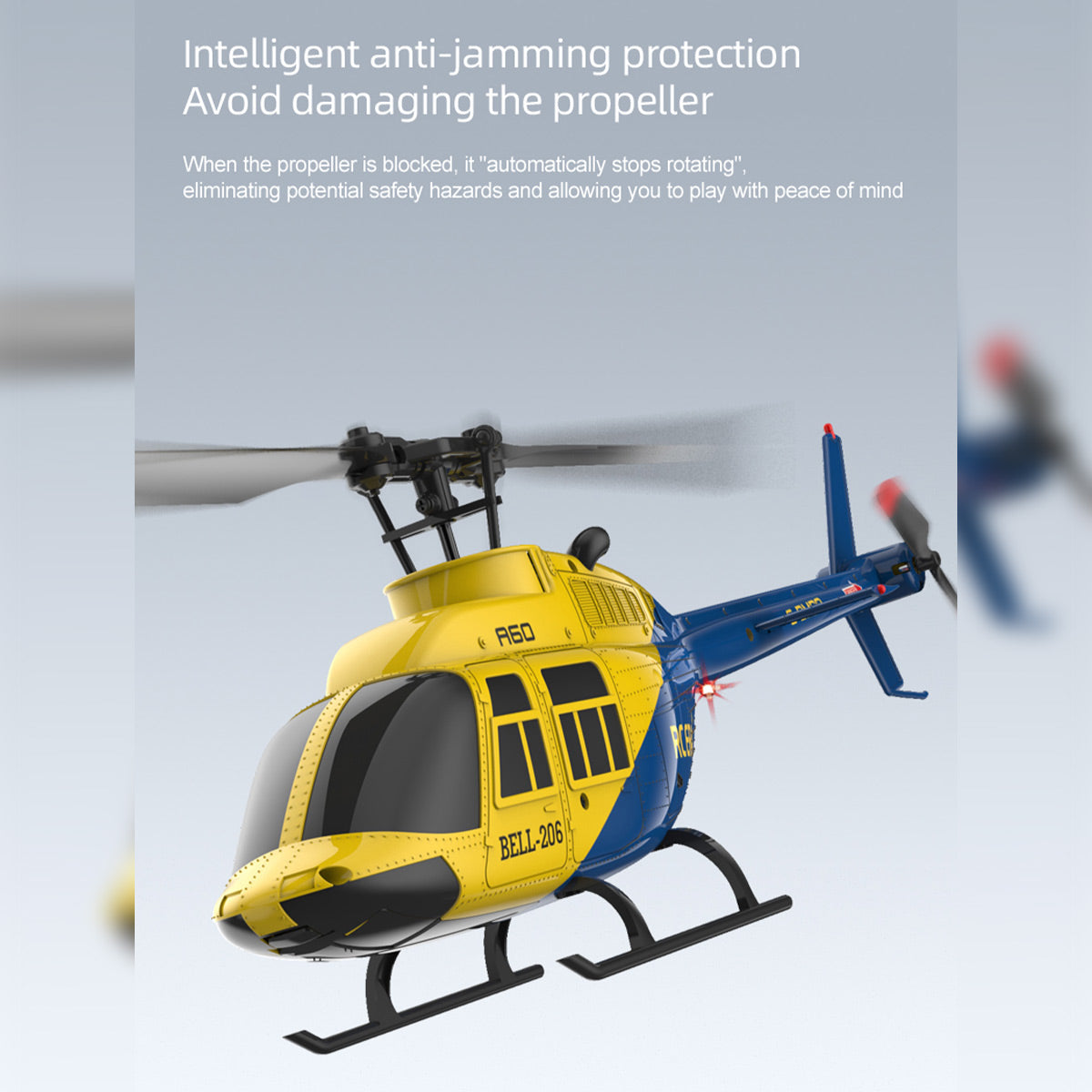 A60 1/42スケール BELL206 90級 2.4G 4CH 単ローターフライバーレス ミニRCヘリコプター（オプティカルフロー高度保持 RTF版）