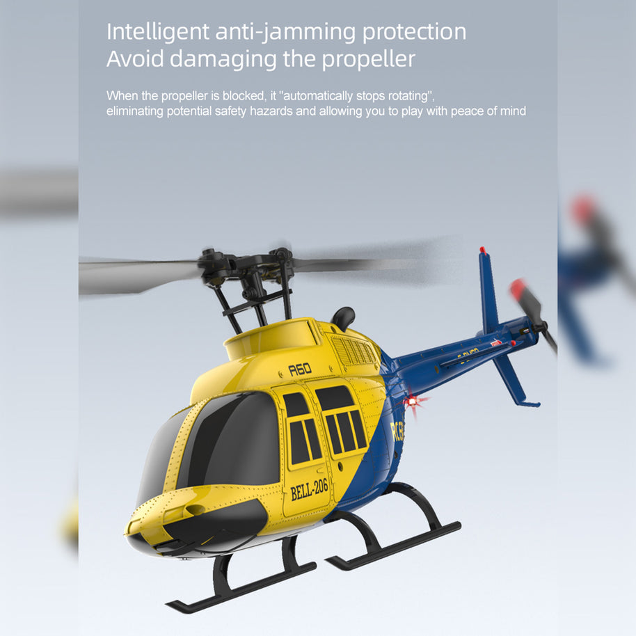 A60 1/42スケール BELL206 90級 2.4G 4CH 単ローターフライバーレス ミニRCヘリコプター（オプティカルフロー高度保持 RTF版）