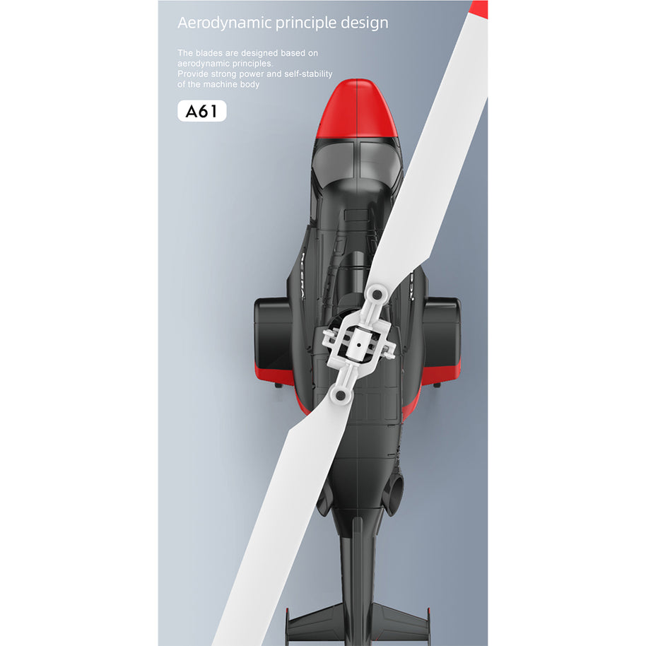 A61 1/52スケール Air-wolf 2.4G 4CH 単ローターフライバーレス ミニRCヘリコプター（オプティカルフロー高度保持 RTF）