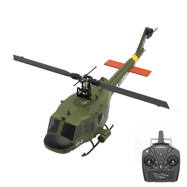 YU XIANG F07 UH-1 Huey 1/34 スケール RC ヘリコプター 6CH ブラシレス直駆 6G 無ブレード 光流位置決め Mode1/2 切替 RTF 版