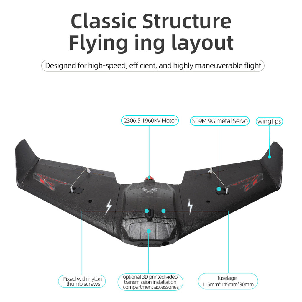 Bat 860mm飛翼FPV固定翼機セット｜TX12 MKII ELRS送信機＋RP1受信機付き  RC 飛行機