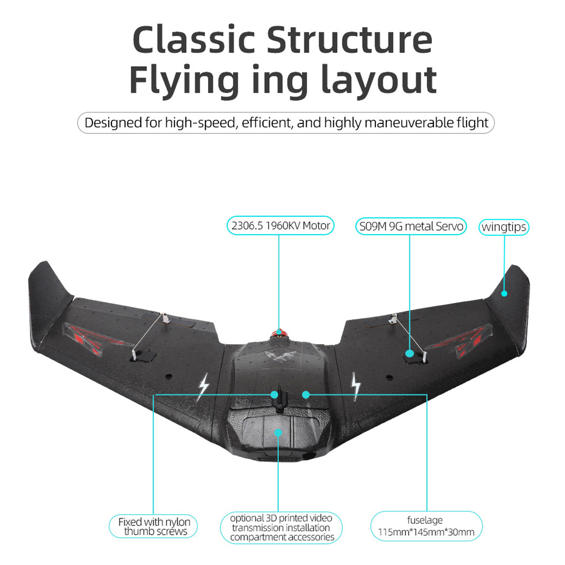 Bat 860mm飛翼FPV固定翼機セット｜TX12 MKII ELRS送信機＋RP1受信機付き  RC 飛行機