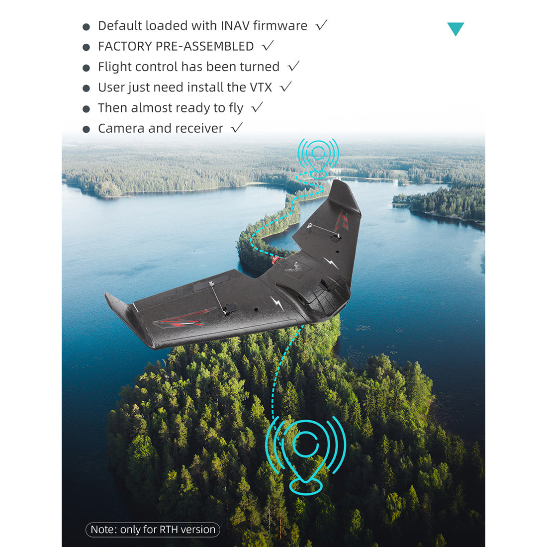 Bat 860mm飛翼FPV固定翼機セット｜TX12 MKII ELRS送信機＋RP1受信機付き  RC 飛行機