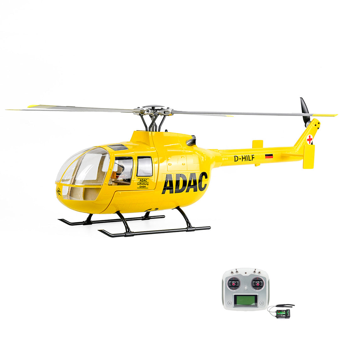 FLYWING BO105 RC軍用ヘリコプター 2.4G 6CH 470クラス ACEフライトコントローラー GPS定位 左右ハンドコントロール RTFバージョン イエロー