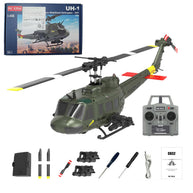 C032 1/48スケール UH-1 Huey 2.4G 6CH フライバーレス RCヘリコプター（オプティカルフロー位置決め RTF版）