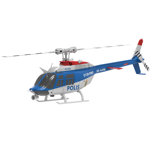 C138PRO 1/33スケール Bell206 2.4G 6CH フライバーレス 単ローターRCヘリコプター（ワンタッチ逆飛行 RTF版/警察塗装）