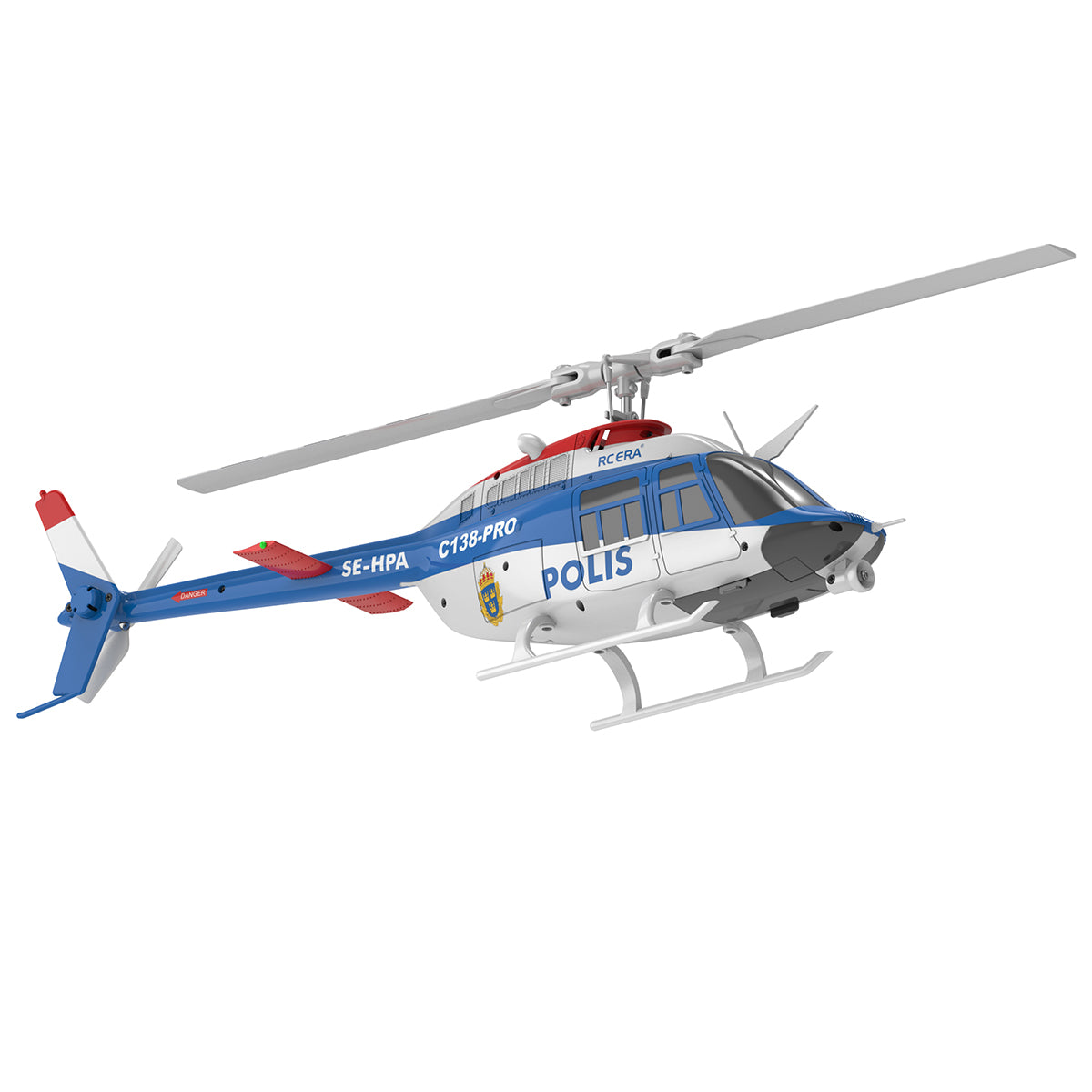 C138PRO 1/33スケール Bell206 2.4G 6CH フライバーレス 単ローターRCヘリコプター（ワンタッチ逆飛行 RTF版/警察塗装）