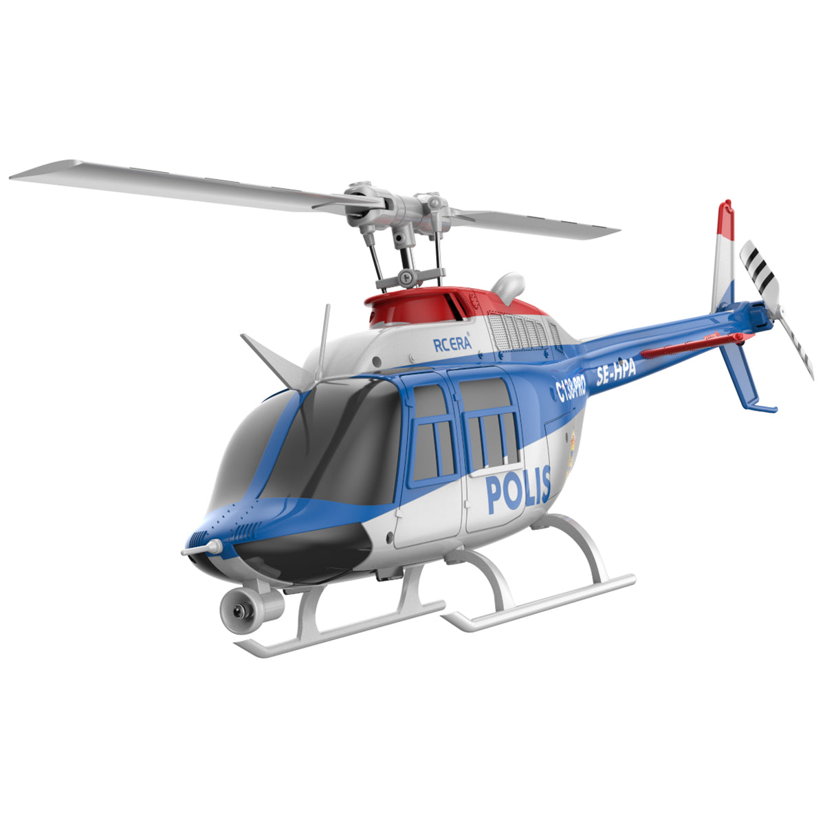 C138PRO 1/33スケール Bell206 2.4G 6CH フライバーレス 単ローターRCヘリコプター（ワンタッチ逆飛行 RTF版/警察塗装）