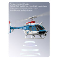 C138PRO 1/33スケール Bell206 2.4G 6CH フライバーレス 単ローターRCヘリコプター（ワンタッチ逆飛行 RTF版/警察塗装）