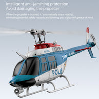 C138PRO 1/33スケール Bell206 2.4G 6CH フライバーレス 単ローターRCヘリコプター（ワンタッチ逆飛行 RTF版/警察塗装）