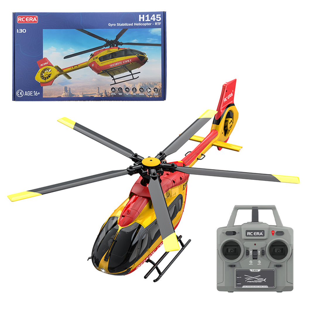 C190 1/30スケール H145 ヘリコプター 2.4G 6CH 単ローター ジャイロ飛行機モデル（RTF版）