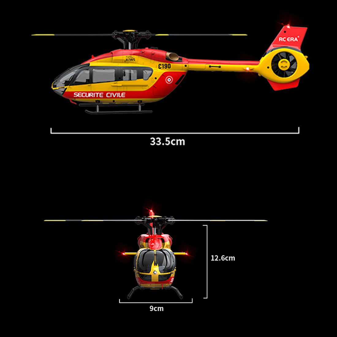 C190 1/30スケール H145 ヘリコプター 2.4G 6CH 単ローター ジャイロ飛行機モデル（RTF版）